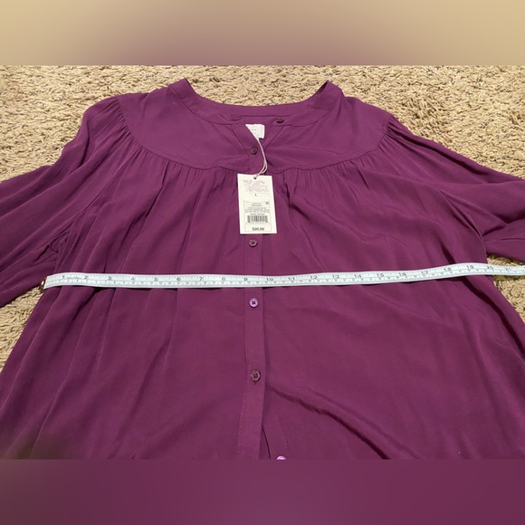 a new day Women’s Long Sleeve Button Down Pleated Purple Blouse Size L - Picture 4 of 9